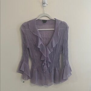 Vintage Piano Plisse Fairy Ruffle Top Y2K whimsical Romantic Weirdieval Purple M